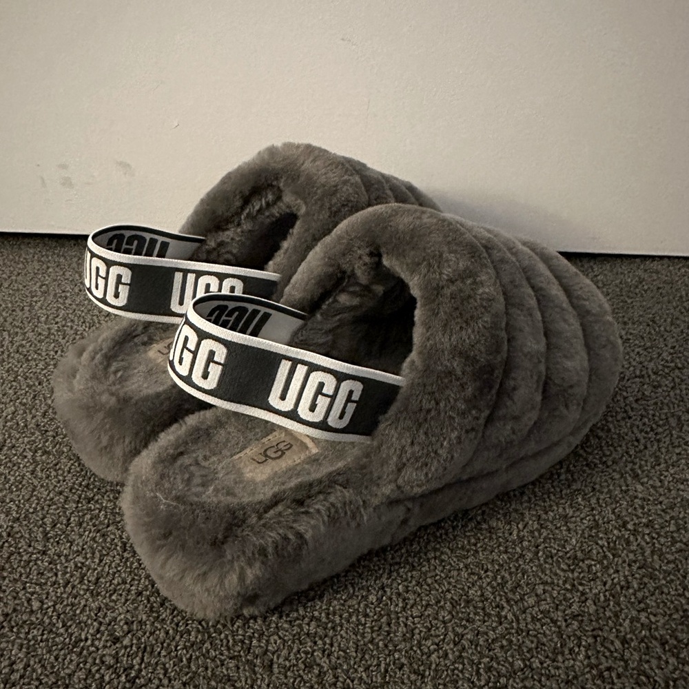 Ugg Fluff Yeah Slide In Charcoal Size 8 - image 1